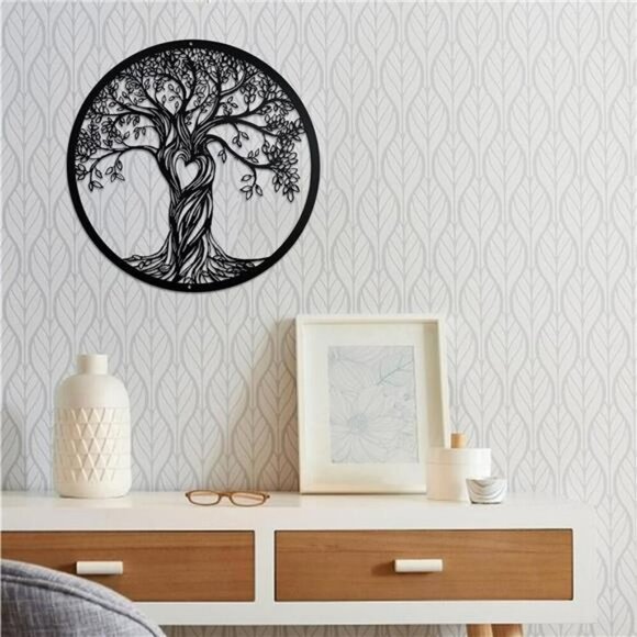 Acopelo Tree of Life Wall Decor Rustic Black Metal Art Sculpture Living Room - Picture 4 of 8